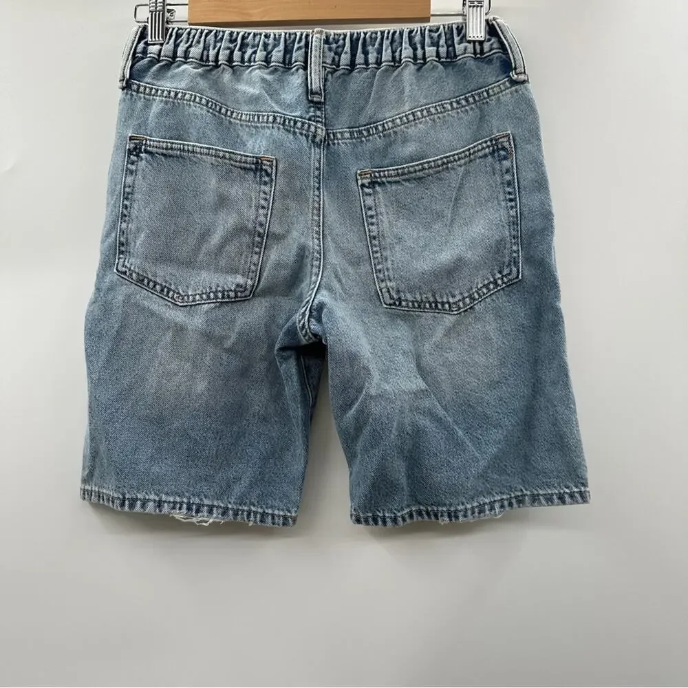Gap Kids 90s Loose Light Wash‎ Mid Rise Bermuda Distressed Shorts Size 16 NWT